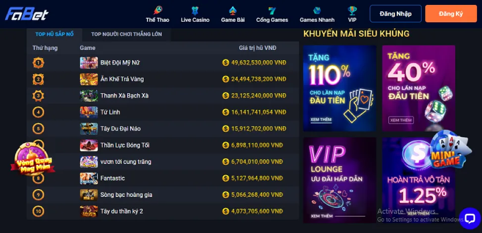 Thưởng nạp lần đầu Bắn Cá SV888